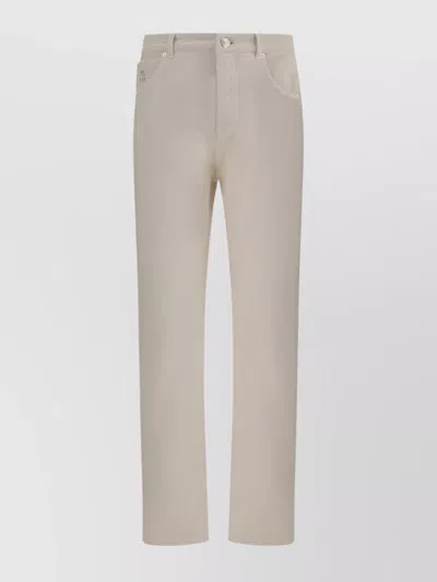 Brunello Cucinelli Comfortable Fit Dyed Jeans With Turn-up Hems In Neutral