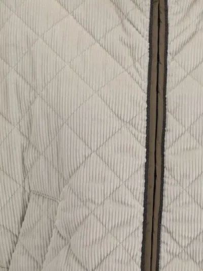 Brunello Cucinelli Quilted Corduroy Jacket Wide Sleeves In Neutral