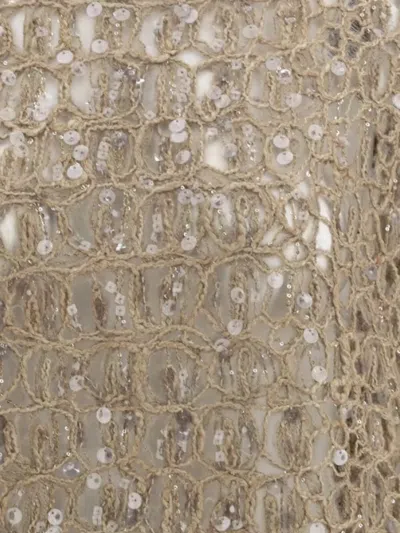 Brunello Cucinelli Sequin Embellished Open Knit Sweater In Brown
