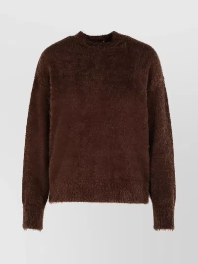 Moschino Knitwear Sweater Fuzzy Texture In Brown