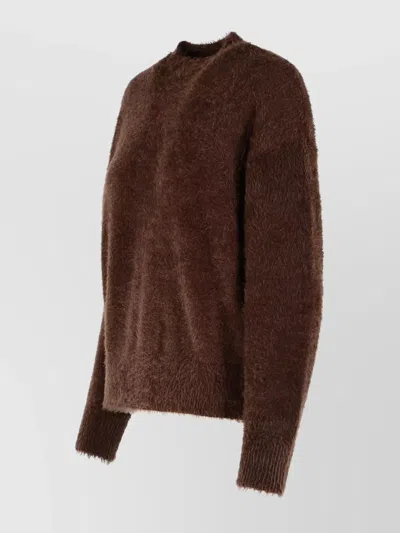 Moschino Knitwear Sweater Fuzzy Texture In Brown