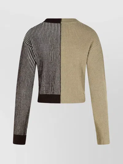 Moschino Two-tone Cashmere Blend Sweater In Brown