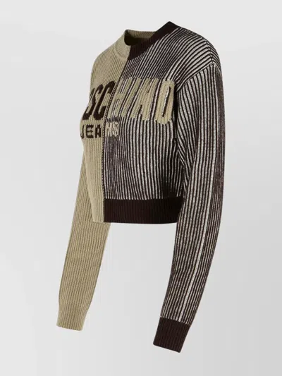 Moschino Two-tone Cashmere Blend Sweater In Brown