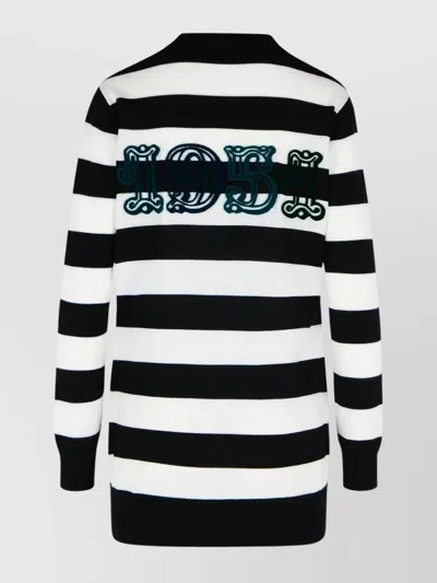 Max Mara Knitwear With Striped Pattern And V-neckline In Black