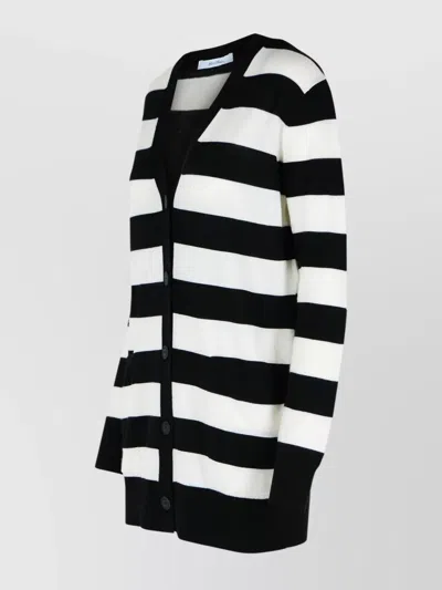 Max Mara Knitwear With Striped Pattern And V-neckline In Black