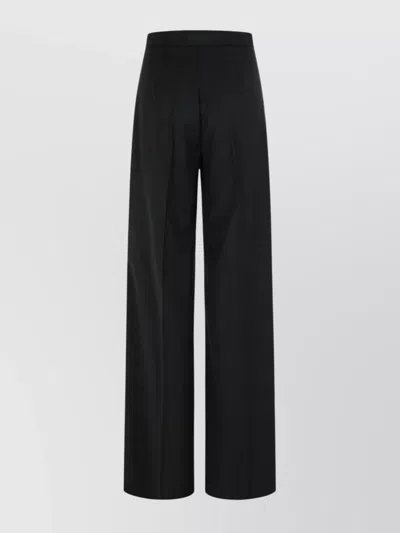 Max Mara Wide-leg Trousers With Tailored Fit And Luxurious Texture In Black