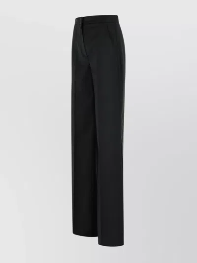 Max Mara Wide-leg Trousers With Tailored Fit And Luxurious Texture In Black