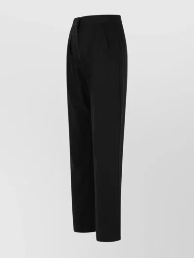 Max Mara Carrot Cotton Pants Pleated Front In Black