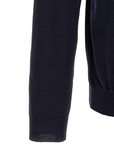 Zanone Wool Polo Shirt Collar Cuffs Hem In Blue