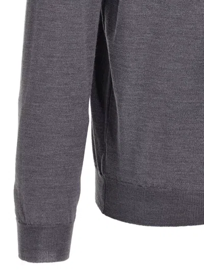Zanone Virgin Wool Polo Shirt With Button Placket And Cuffed Sleeves In Gray