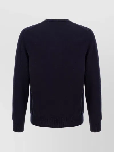 Zanone Crew Neck Wool Sweater With Ribbed Cuffs In Black