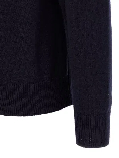 Zanone Crew Neck Wool Sweater With Ribbed Cuffs In Black