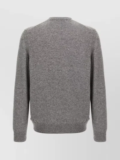 Zanone Crew Neck Wool Sweater With Ribbed Cuffs In Gray