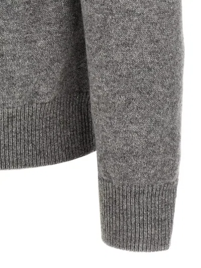 Zanone Crew Neck Wool Sweater With Ribbed Cuffs In Gray