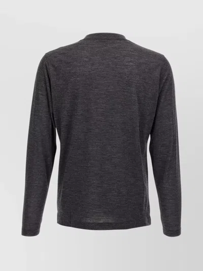 Zanone Wool Crew Neck Sweater With Long Sleeves In Black