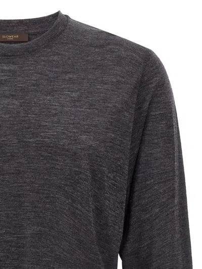 Zanone Wool Crew Neck Sweater With Long Sleeves In Black