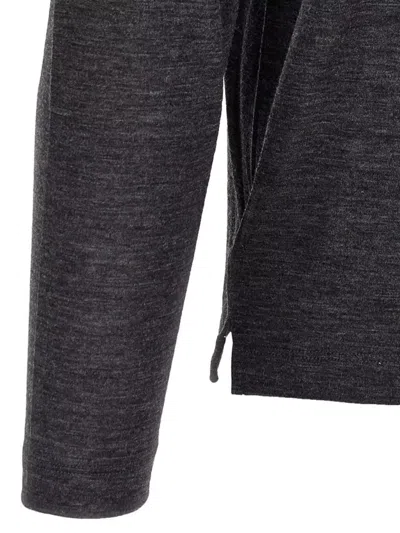 Zanone Wool Crew Neck Sweater With Long Sleeves In Black