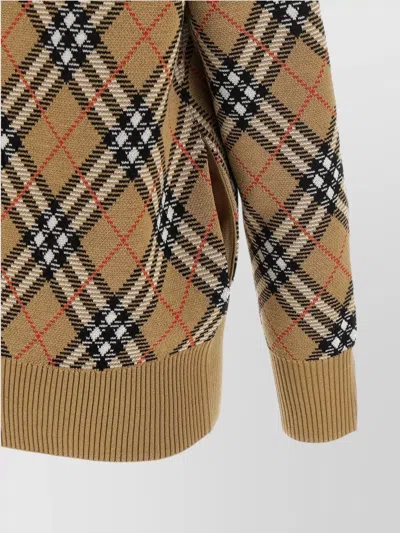 Burberry Check V-neck Cardigan In Wool And Mohair Blend