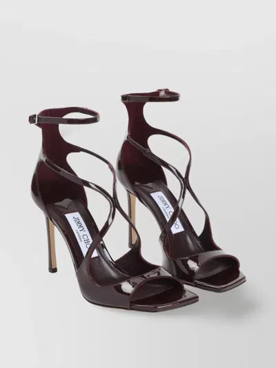 Jimmy Choo Strappy Patent Leather Sandals With 95mm Heels In Black