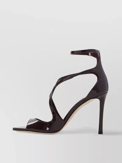 Jimmy Choo Strappy Patent Leather Sandals With 95mm Heels In Black