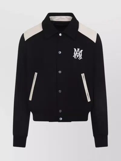 Amiri Tailored Wool And Leather Jacket With Zippered Pockets In Black
