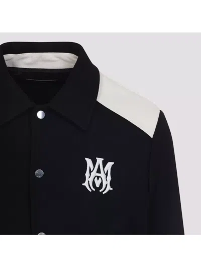 Amiri Tailored Wool And Leather Jacket With Zippered Pockets In Black