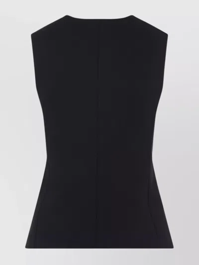 Max Mara Tailored Black Waistcoat With Deep V-neckline And Button Detail In Black