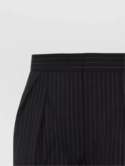 Max Mara Tailored Pinstripe Trousers With High Waist And Pleated Front In Black