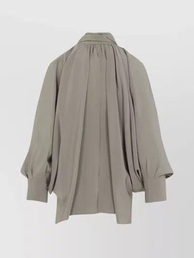 Max Mara Leonida Blouse Draped Design Long Sleeves In Gray