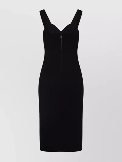 Max Mara Black Teak Compact Viscose Midi Dress In Black