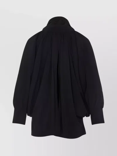 Max Mara Leonida Blouse With Asymmetric Hem And Balloon Sleeves In Black