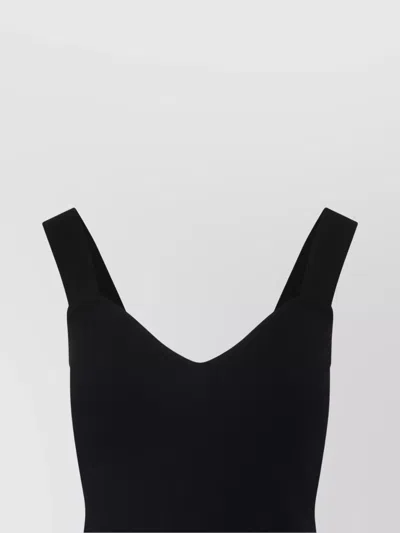 Max Mara Black Teak Compact Viscose Midi Dress In Black