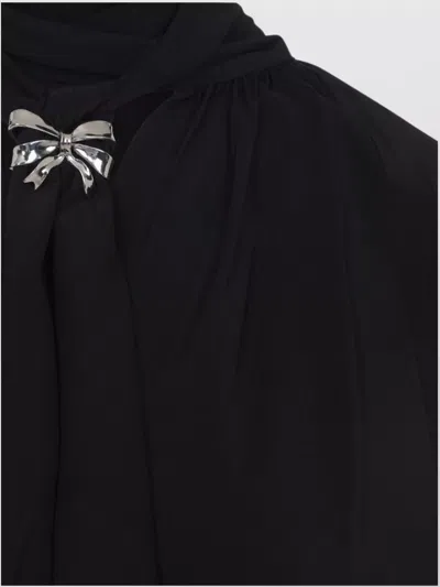 Max Mara Leonida Blouse With Asymmetric Hem And Balloon Sleeves In Black