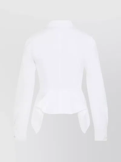 Max Mara Gamma Popeline Shirt With Asymmetric Peplum Hem In White