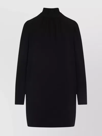 Max Mara Stand-up Collar Mini Dress With Long Sleeves In Black