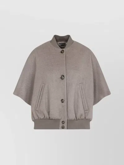 Max Mara Leticia Bomber Cape In Cacha Grey Cashmere In Gray