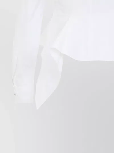 Max Mara Gamma Popeline Shirt With Asymmetric Peplum Hem In White