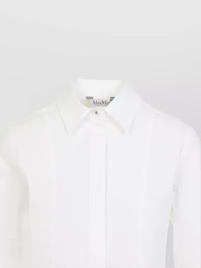Max Mara Gamma Popeline Shirt With Asymmetric Peplum Hem In White