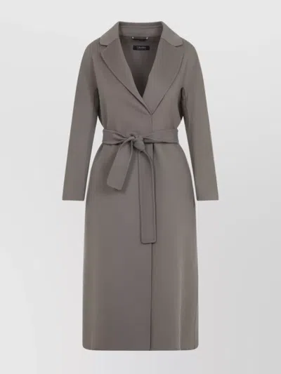 's Max Mara Virgin Wool Belted Coat With Notched Lapels In Gray