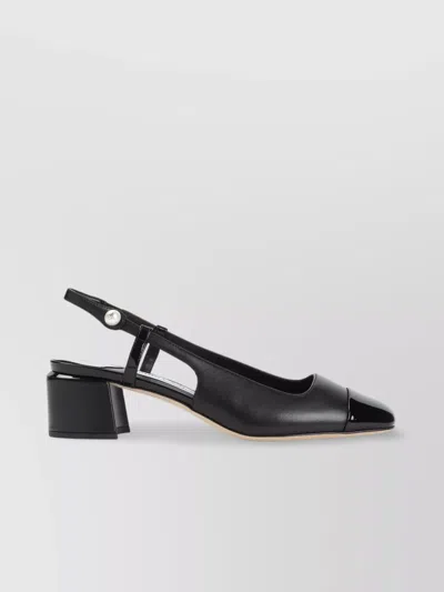 Jimmy Choo Closed Toe Block Heel Sling Back Pumps In Black