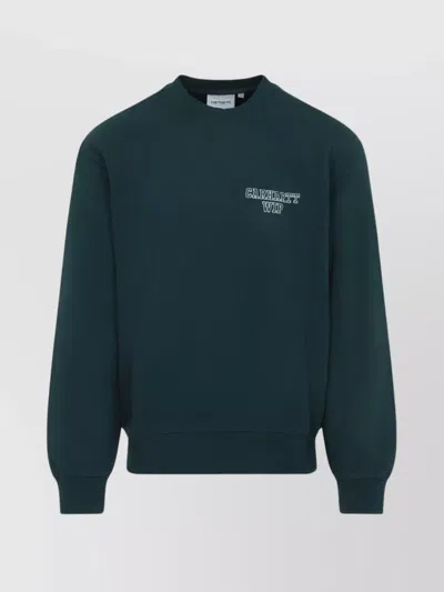 Carhartt Ip Mens Dark Fir Alumni Brand-embroidery Cotton-jersey Sweatshirt In Green