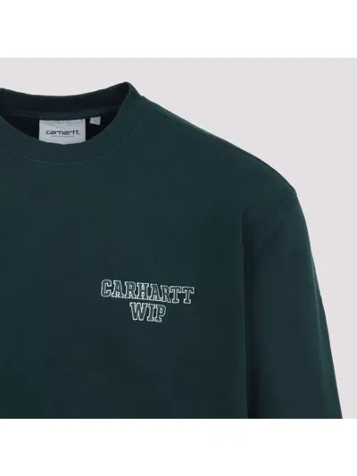 Carhartt Ip Mens Dark Fir Alumni Brand-embroidery Cotton-jersey Sweatshirt In Green