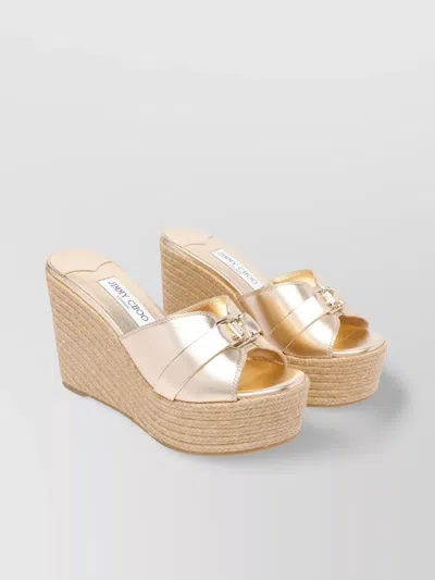 Jimmy Choo Leda Wedges With Metallic Espadrille Sole