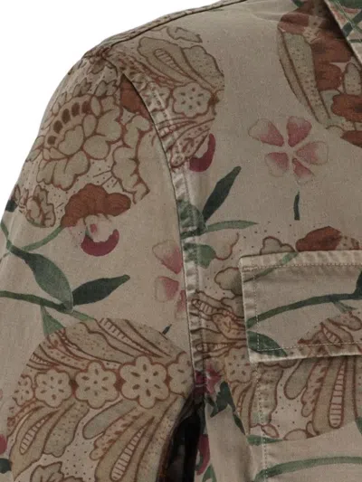 Our Legacy Floral Patterned Brown Jacket With Classic Collar In Brown