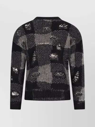 Our Legacy Patchwork Design Black Sweater With Round Neckline In Black