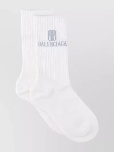 Balenciaga Ribbed Ankle Length Hosiery In White