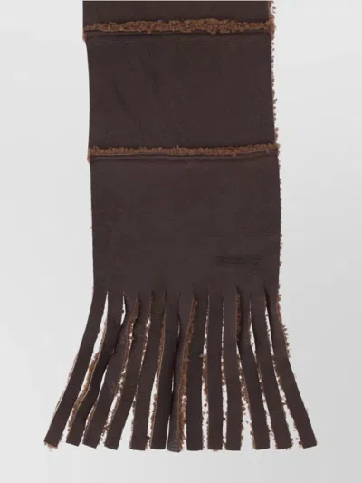 Our Legacy Fringed Rectangular Scarf Shearling Lining In Brown