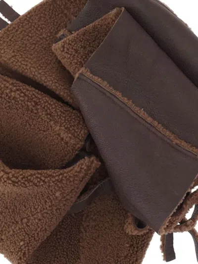 Our Legacy Fringed Rectangular Scarf Shearling Lining In Brown