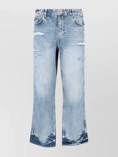 Represent Straight Leg Trousers With Distressed Style In Blue