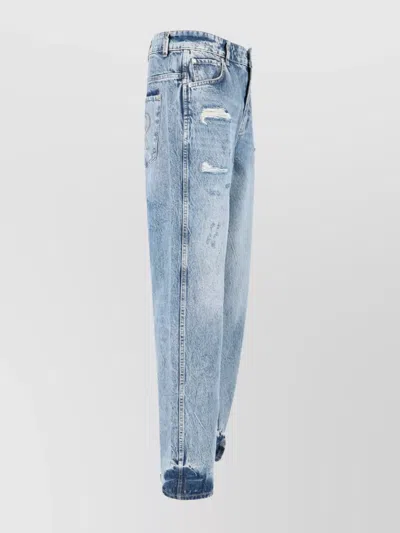 Represent Straight Leg Trousers With Distressed Style In Blue